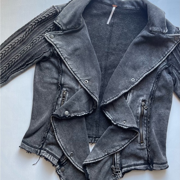 Rare Free People Moto Dolman Jacket L - Picture 5 of 7